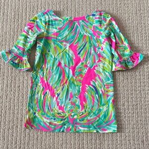 Lilly Pulitzer Pink and Green Leaf Print Shift Dress